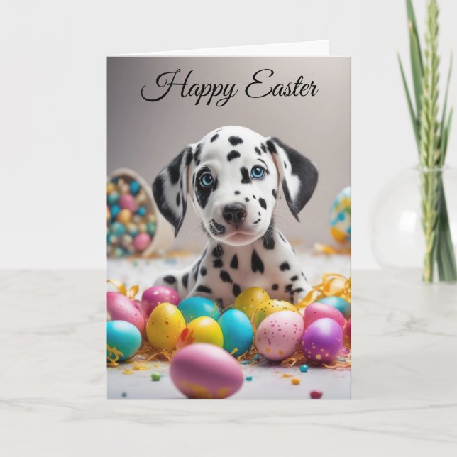 Cartes Pour Fêtes Annuelles Joyeuses Pâques chiot (Devant)