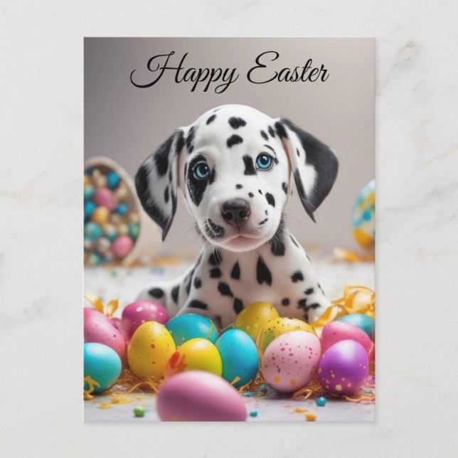 Cartes Pour Fêtes Annuelles Joyeuses Pâques chiot (Devant)