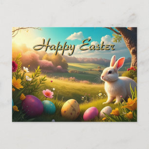 Cartes Pour Fêtes Annuelles Joyeuses Pâques dans un paysage printanier