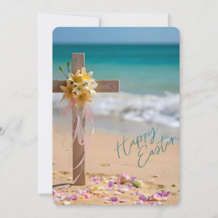 Cartes Pour Fêtes Annuelles Joyeuses Pâques de Floride Cross & Lilies sur la p