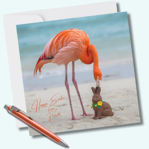Cartes Pour Fêtes Annuelles Joyeuses Pâques de Floride Flamingo sur la plage