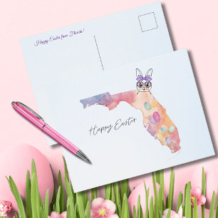 Cartes Pour Fêtes Annuelles Joyeuses Pâques de Floride Œufs et Lapin de Pâques
