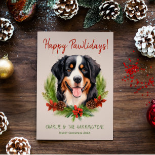 Cartes Pour Fêtes Annuelles Joyeuses Pâques de Noël de chien de montagne berno
