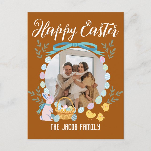 Cartes Pour Fêtes Annuelles Joyeuses Pâques famille, lapin de Pâques famille u (Devant)