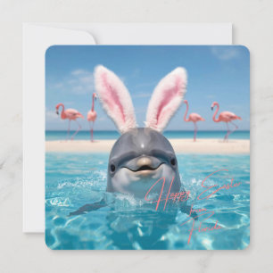 Cartes Pour Fêtes Annuelles Joyeuses Pâques Floride Flamants roses de plage et