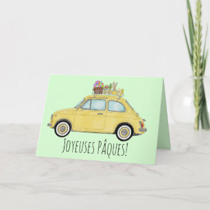 Cartes Pour Fêtes Annuelles Joyeuses Pâques France Pâques Retro Fiat 500