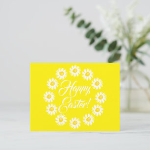 Cartes Pour Fêtes Annuelles Joyeuses Pâques jaunes marguerites mignonnes cadre