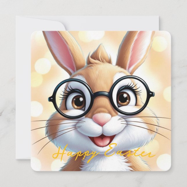 Cartes Pour Fêtes Annuelles Joyeuses Pâques joli Lapin  (Devant)