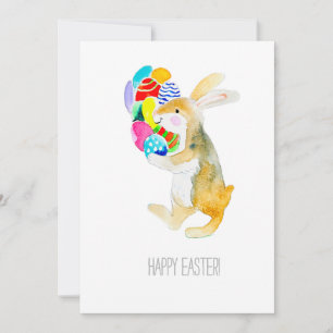 Cartes Pour Fêtes Annuelles Joyeuses Pâques, lapin Fanny et œufs