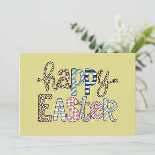 Cartes Pour Fêtes Annuelles Joyeuses Pâques Lapin Floral Mignon Printemps Léop