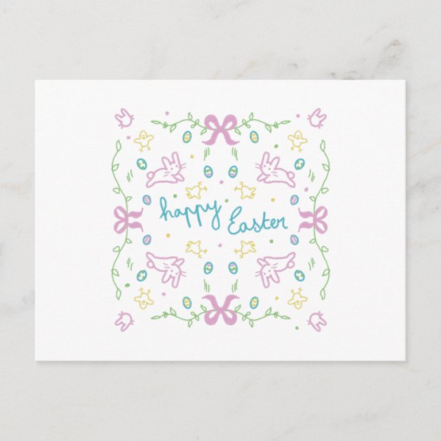 Cartes Pour Fêtes Annuelles Joyeuses Pâques Message Mignon  (Devant)