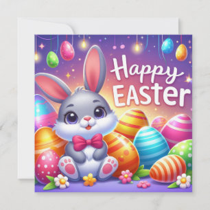 Cartes Pour Fêtes Annuelles Joyeuses Pâques - Œufs de lapin aux couleurs paste
