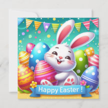 Joyeuses Pâques - Œufs de lapin en couleurs pastel