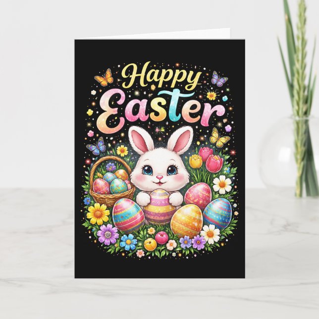 Cartes Pour Fêtes Annuelles Joyeuses Pâques Petit Lapin (Devant)