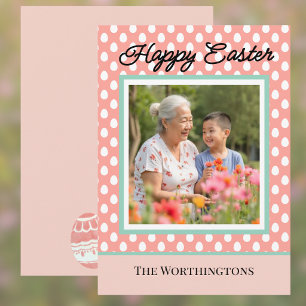 Cartes Pour Fêtes Annuelles Joyeuses Pâques Une photo Œuf de Pâques pêche et a
