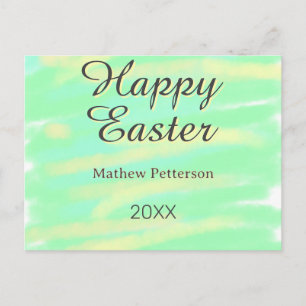 Cartes Pour Fêtes Annuelles Joyeuses Pâques vert jaune pastel gris nom année