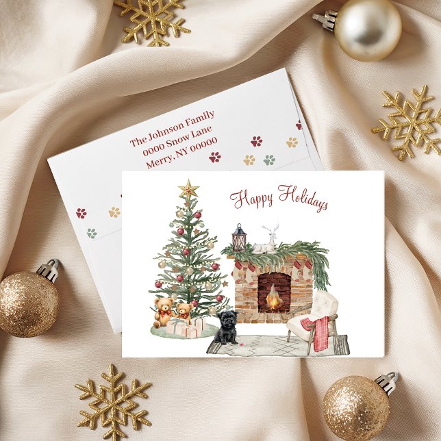 Cartes Pour Fêtes Annuelles Joyeuses Pawlidays Chien Design- Affenpinscher (Créateur téléchargé)