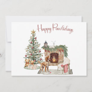 Cartes Pour Fêtes Annuelles Joyeuses Pawlidays Design de Chien - Épagneul Bret