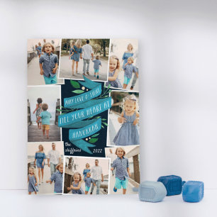 Cartes Pour Fêtes Annuelles Joyeuses Tidings   Hanoukka Photo Collage Card