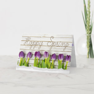 Cartes Pour Fêtes Annuelles Joyeuses Tulipes pourpres au printemps