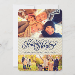 Cartes Pour Fêtes Annuelles Joyeuses vacances à Chevron   5x7   plat