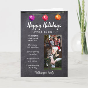 Cartes Pour Fêtes Annuelles Joyeuses vacances année en revue photo de Noël