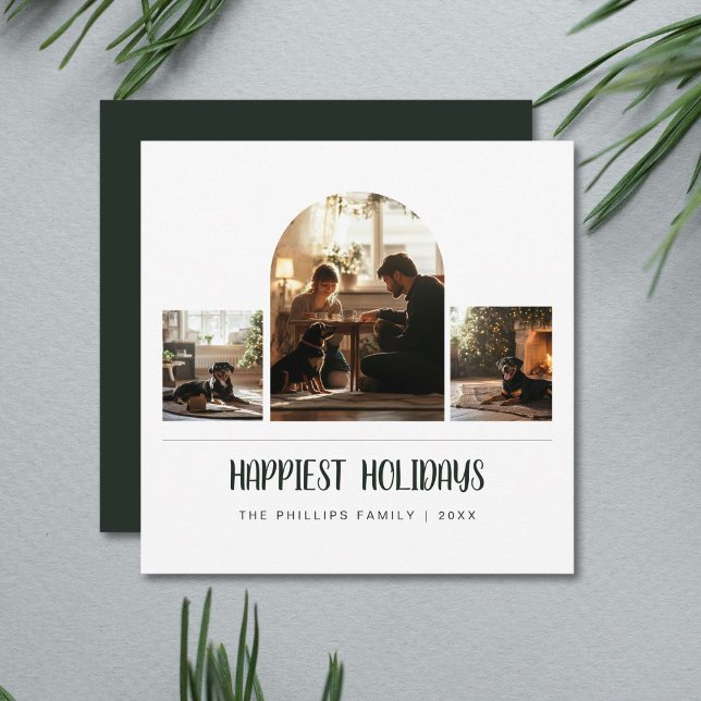 Cartes Pour Fêtes Annuelles Joyeuses vacances Arch Green Chig Famille (Créateur téléchargé)