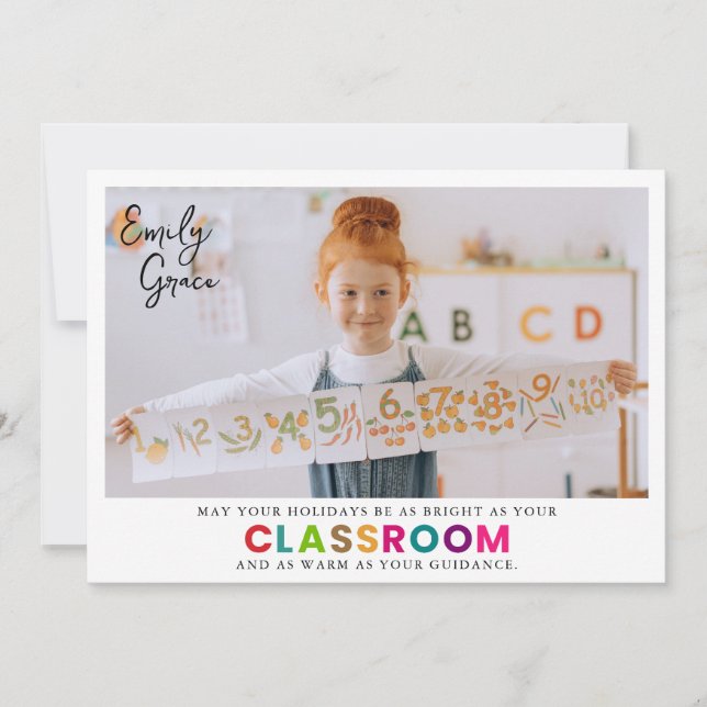 Cartes Pour Fêtes Annuelles Joyeuses vacances au meilleur enseignant jamais! (Devant)