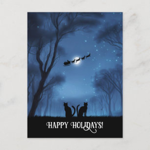 Cartes Pour Fêtes Annuelles Joyeuses vacances avec deux chats et Père Noël