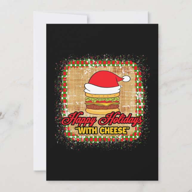 Cartes Pour Fêtes Annuelles Joyeuses Vacances Avec Fromage Burger Fromage De N (Devant)