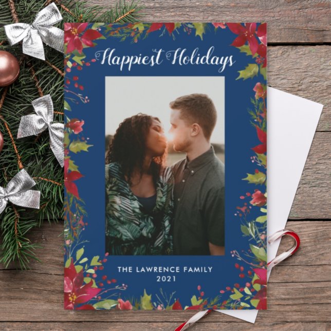 Cartes Pour Fêtes Annuelles Joyeuses vacances Botanique Poinsettia Noël (Créateur téléchargé)