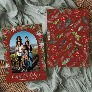 Cartes Pour Fêtes Annuelles Joyeuses vacances Bourgogne Arc botanique 1 Photo