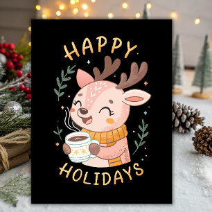 Cartes Pour Fêtes Annuelles Joyeuses Vacances Cosy Reindeer