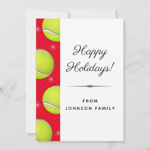 Cartes Pour Fêtes Annuelles Joyeuses Vacances de Tennis Rouge à Rayures Flocon