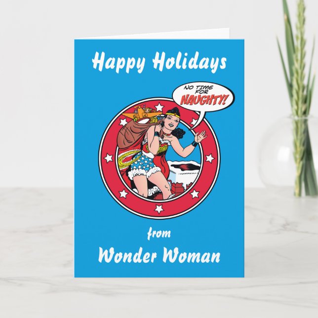 Cartes Pour Fêtes Annuelles Joyeuses Vacances De Wonder Woman (Devant)