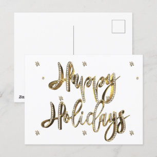 Cartes Pour Fêtes Annuelles Joyeuses Vacances Diamants Blancs Gold Script Chic
