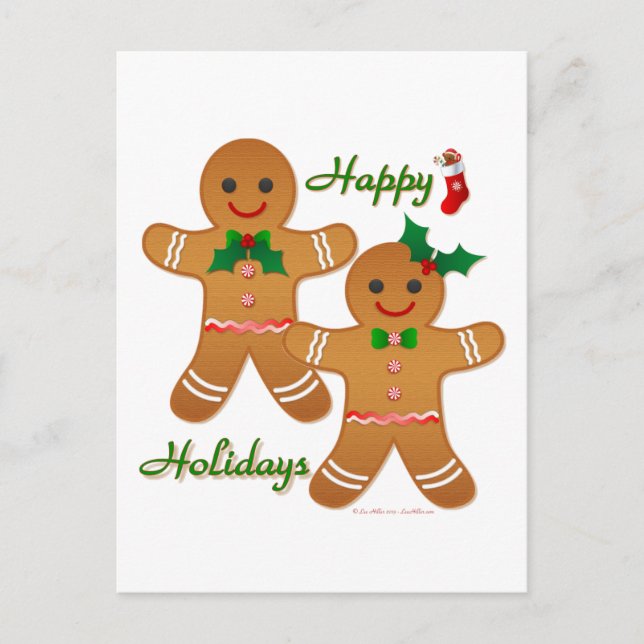 Cartes Pour Fêtes Annuelles Joyeuses vacances Gingerbread Homme garçon fille (Devant)