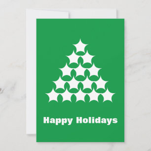 Cartes Pour Fêtes Annuelles Joyeuses Vacances Green white snow Stars Tree