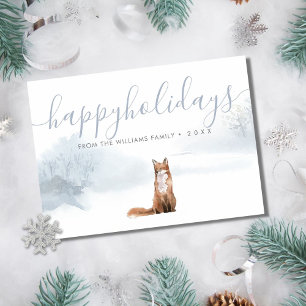 Cartes Pour Fêtes Annuelles Joyeuses vacances hiver Woodland scène Fox