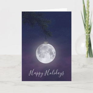 Cartes Pour Fêtes Annuelles Joyeuses vacances Lune sur Pine Bough