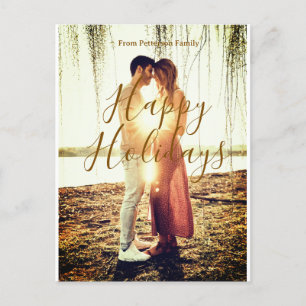 Cartes Pour Fêtes Annuelles Joyeuses vacances marron ajouter couple photo nom