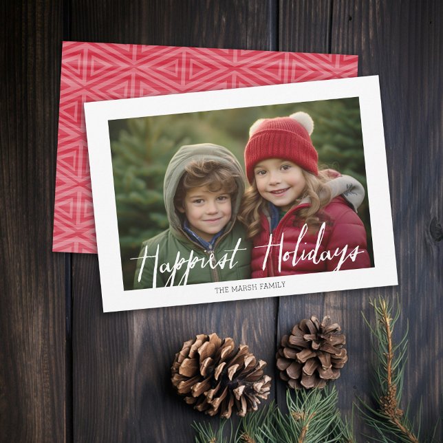Cartes Pour Fêtes Annuelles Joyeuses vacances Moderne Full Photo Motif tribal (Modern Rustic Christmas Photo card with Type Overlay - Print and Download Options Available)
