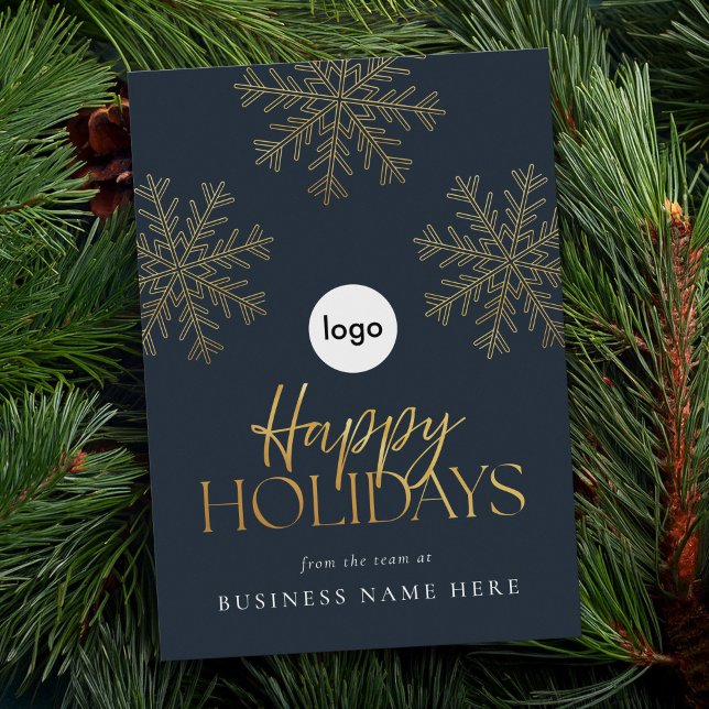 Cartes Pour Fêtes Annuelles Joyeuses Vacances Moderne Gold Snowflake Business (Créateur téléchargé)