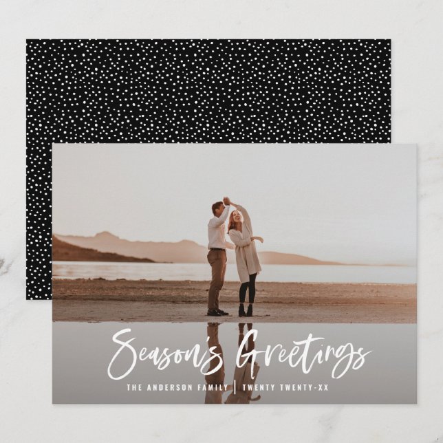 Cartes Pour Fêtes Annuelles Joyeuses vacances moderne minime photo noël (Devant / Derrière)