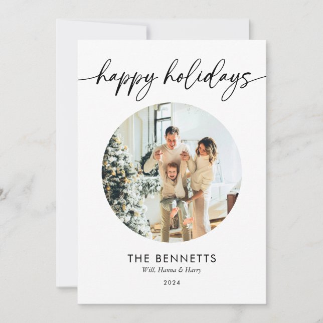 Cartes Pour Fêtes Annuelles Joyeuses Vacances Modernes Année En Revue (Devant)