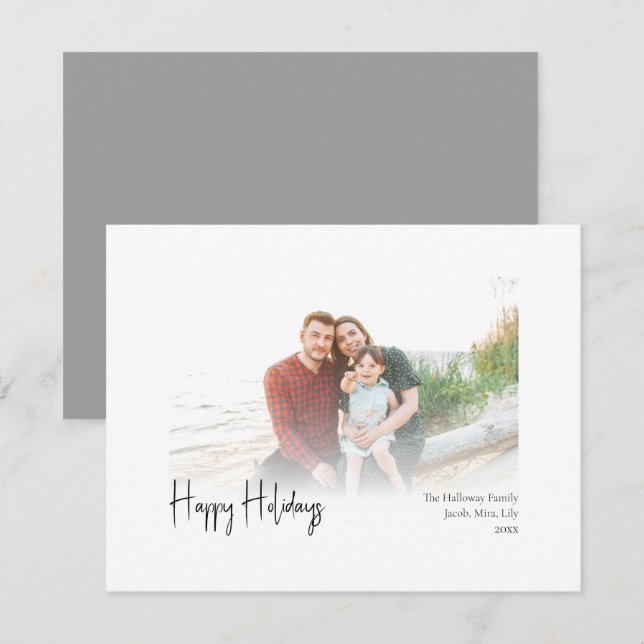 Cartes Pour Fêtes Annuelles Joyeuses vacances modernes | Photo dénaturée en ar (Devant / Derrière)