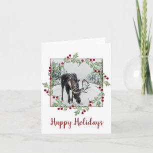 Cartes Pour Fêtes Annuelles Joyeuses vacances Moose Snow