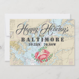 Cartes Pour Fêtes Annuelles Joyeuses vacances nautiques de Baltimore