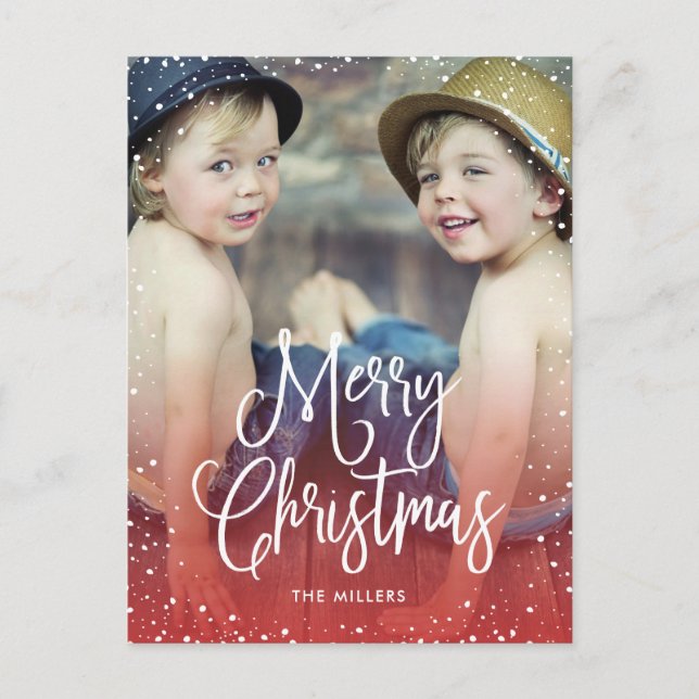 Cartes Pour Fêtes Annuelles Joyeuses vacances neige Noël Photo RED (Devant)