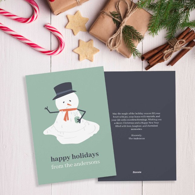 Cartes Pour Fêtes Annuelles Joyeuses vacances Noël Melting Snowman mignonne (Créateur téléchargé)
